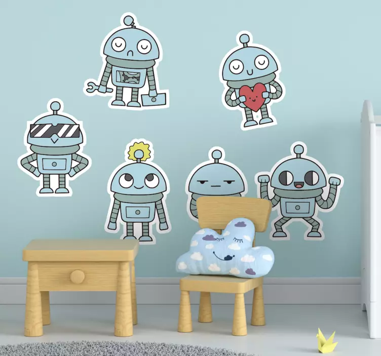 Adesivo murale bambini personaggi robot giocosi - TenStickers