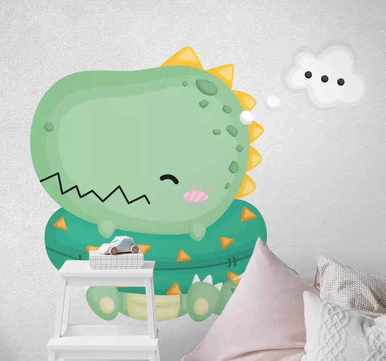 Adesivo murale bambini personaggio dinosauro carino - TenStickers