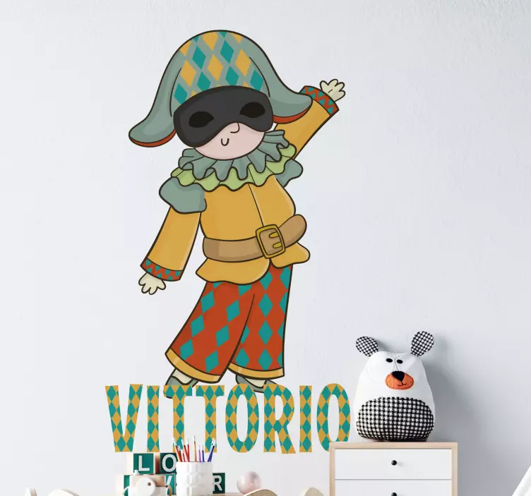 Adesivo murale bambini personaggio giullare colorato - TenStickers