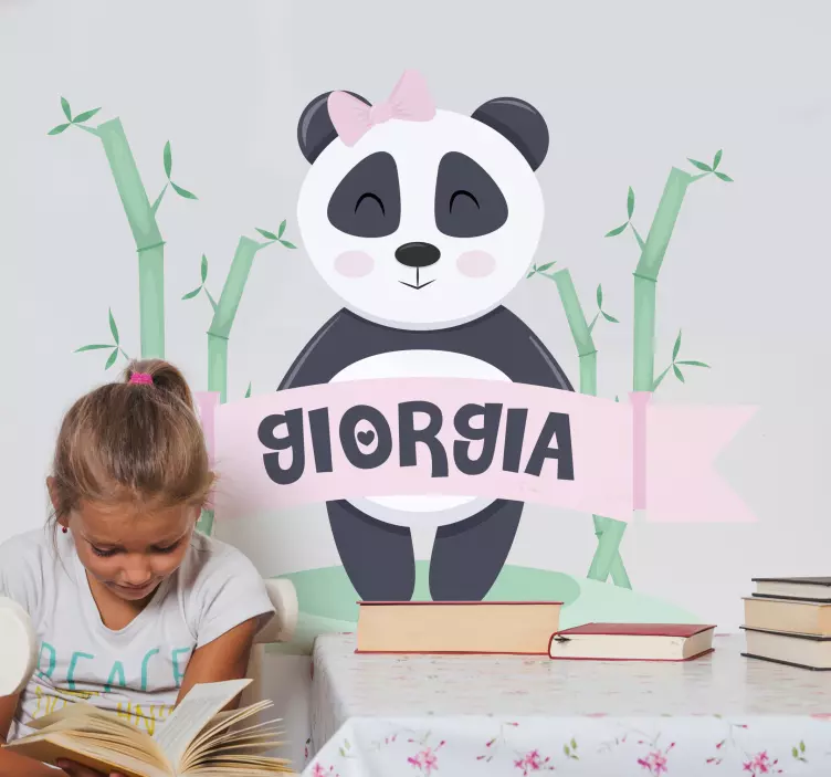 Adesivo murale bambini personaggio panda carino - TenStickers