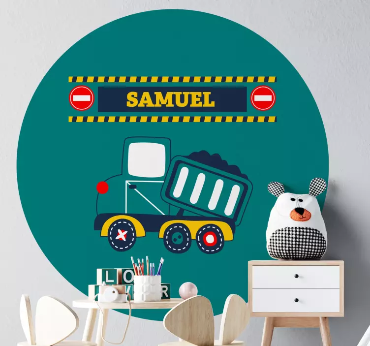 Adesivo murale bambini personalizzazione a tema camion - TenStickers