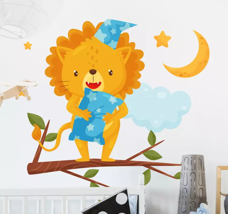 Adesivo murale bambini pigiama leone assonnato - TenStickers