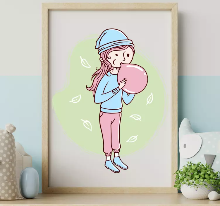 Adesivo murale bambini ragazza che soffia bolle - TenStickers