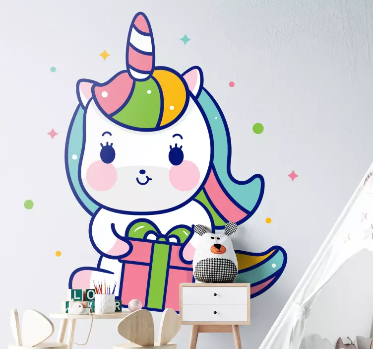 Adesivo murale bambini regalo unicorno carino - TenStickers