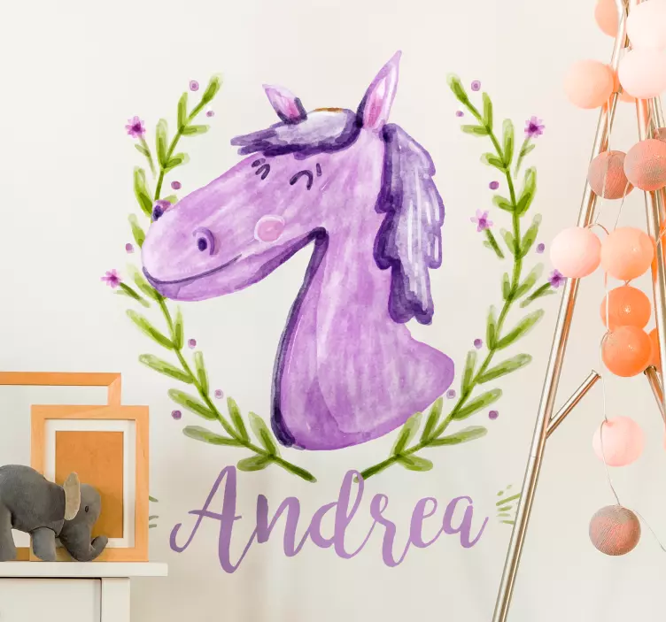 Adesivo murale bambini ritratto di unicorno giocoso - TenStickers