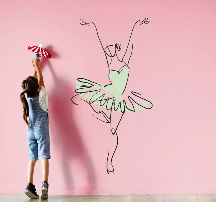Adesivo murale bambini sagoma di ballerina di balletto - TenStickers