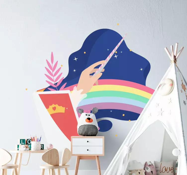 Adesivo murale bambini scena magica dell'arcobaleno - TenStickers
