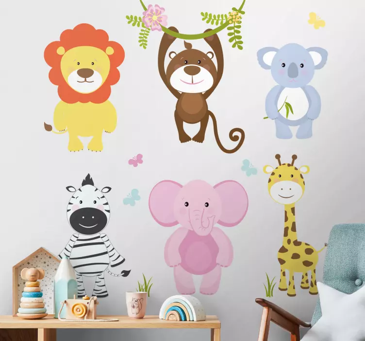 Adesivo murale bambini simpatici amici animali - TenStickers