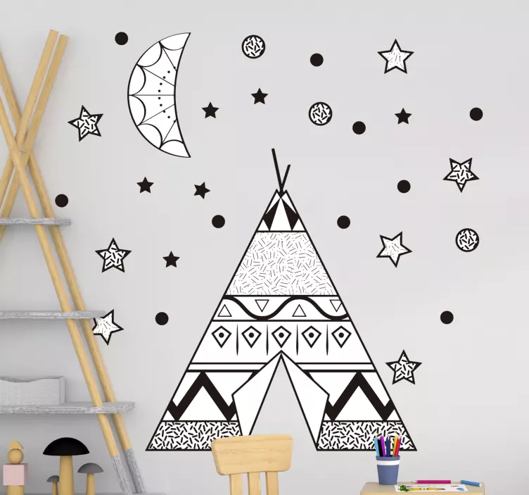 Adesivo murale bambini teepee con stelle - TenStickers