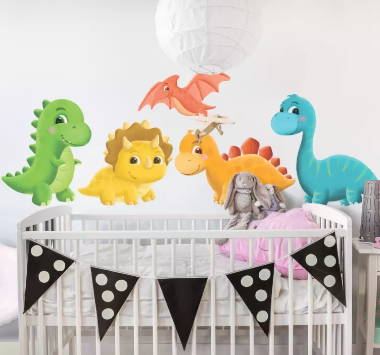 Adesivo murale bambini tema dinosauri colorati - TenStickers