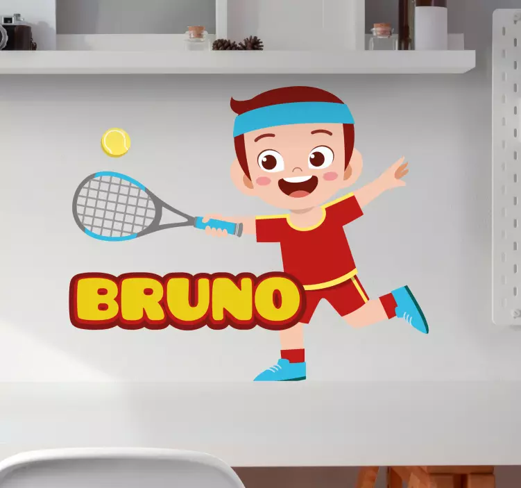 Adesivo murale bambini tennista felice - TenStickers