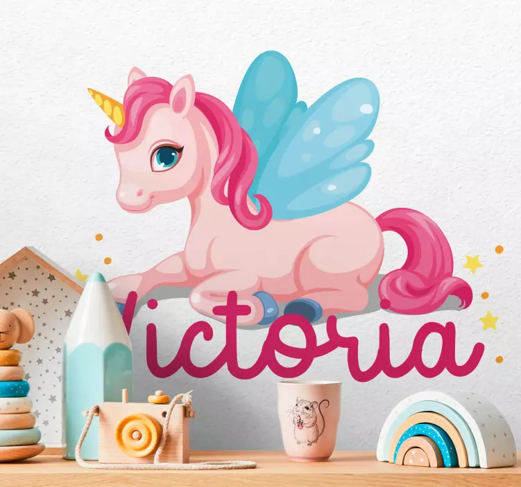 Adesivo murale bambini unicorno magico personalizzato - TenStickers