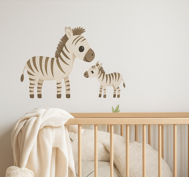 Adesivo murale bambini zebra madre e figlio - TenStickers