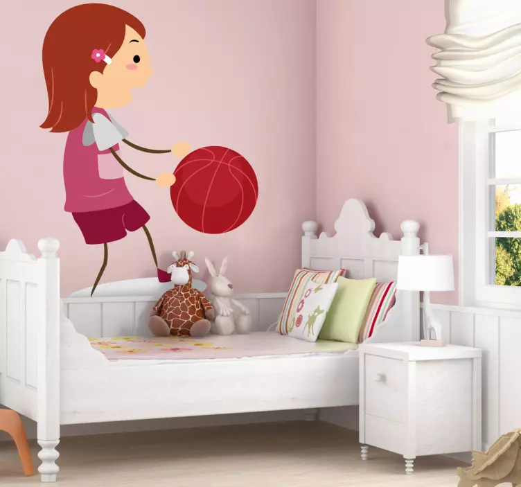 Adesivo murale bimba basket - TenStickers