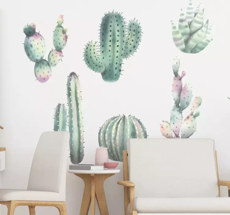 Adesivo murale cactus a colori - TenStickers