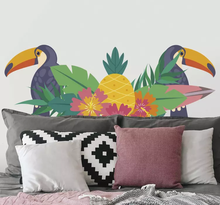 Adesivo murale camera da letto tucani tropicali - TenStickers