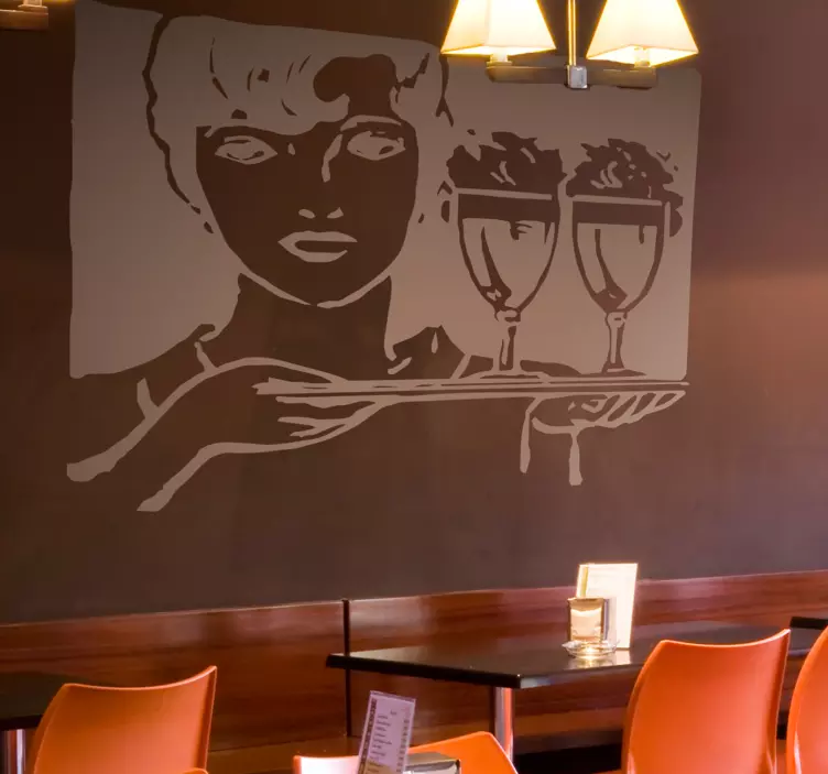 Adesivo murale cameriera con drink - TenStickers