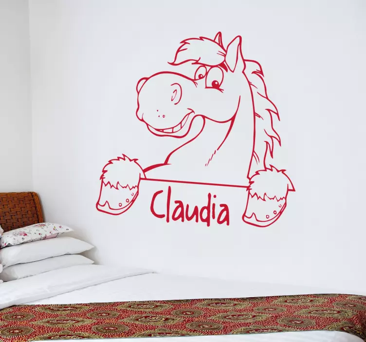 Adesivo murale cavallo nome - TenStickers
