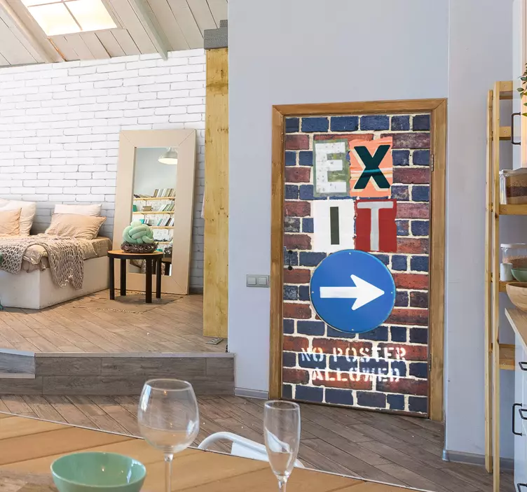 Adesivo murale con "exit" stile segnaletica - TenStickers