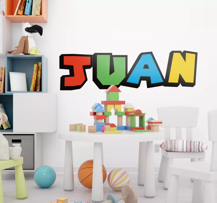 Adesivo murale con nome colorato e divertente - TenStickers