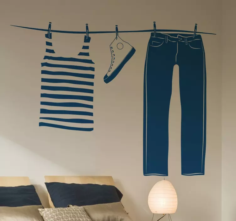 Adesivo murale corda da bucato - TenStickers
