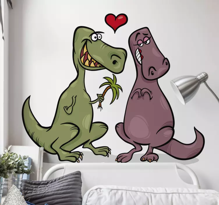 Spassoso adesivo murale dinosauri innamorati - TenStickers