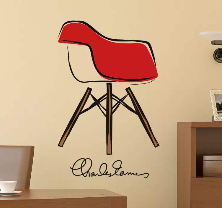 Adesivo murale Disegno Sedia Eames - TenStickers