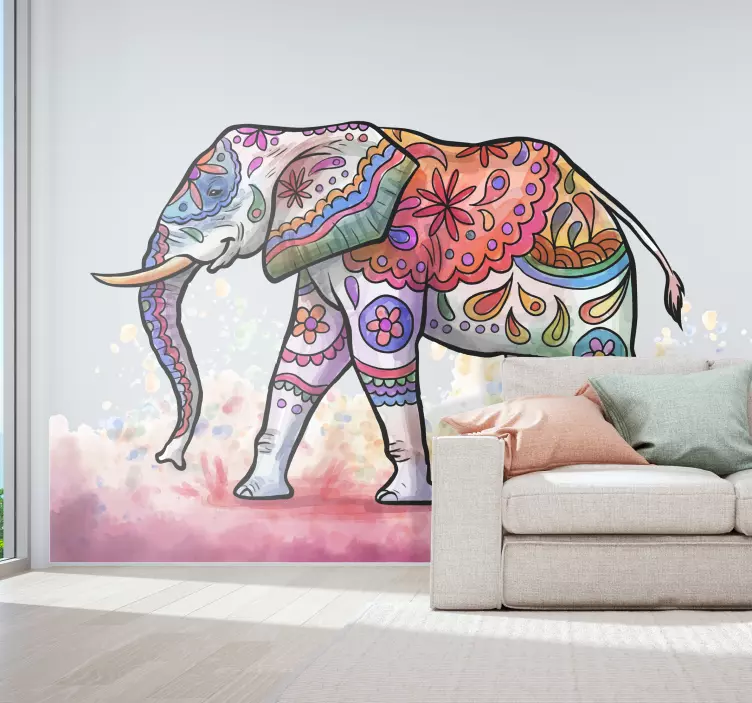 Adesivo murale elefante colorato - TenStickers