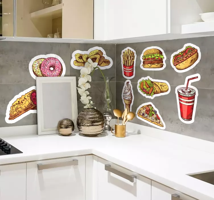Adesivo murale kit fast food - TenStickers
