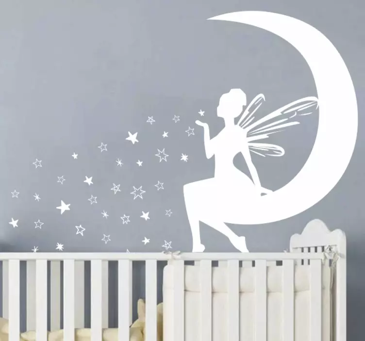 Sticker fata che soffia stelle sulla luna - TenStickers