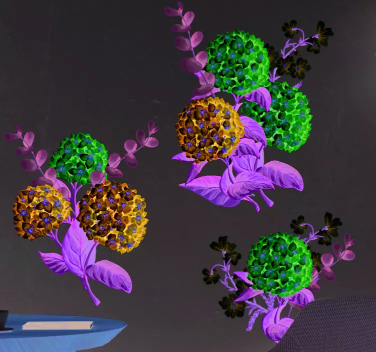 Adesivo fiore disposizione blu e rosa - TenStickers