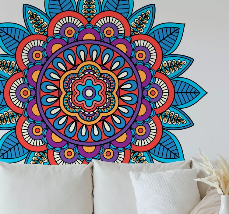 Adesivo floreale Luminoso mandala colorato - TenStickers