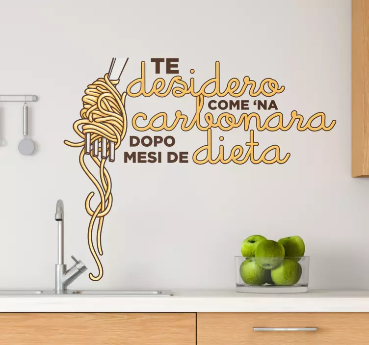 Adesivo cucina con frase carbonara - TenStickers