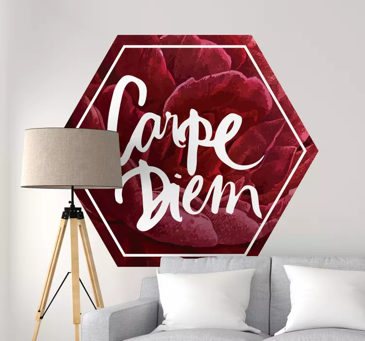 Adesivo frase celebre disegno floreale carpe diem - TenStickers
