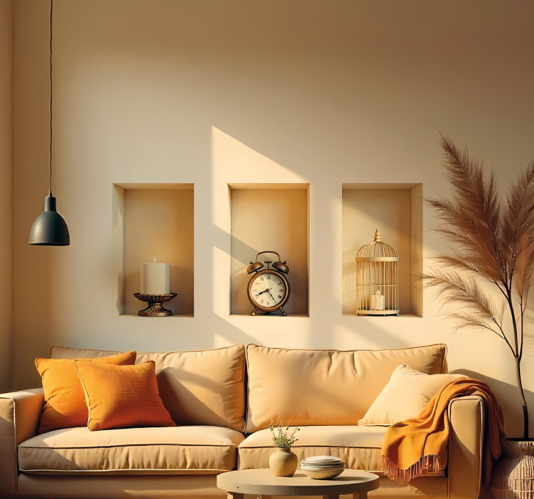 Adesivo murale illusione elementi vintage in una cornice - TenStickers