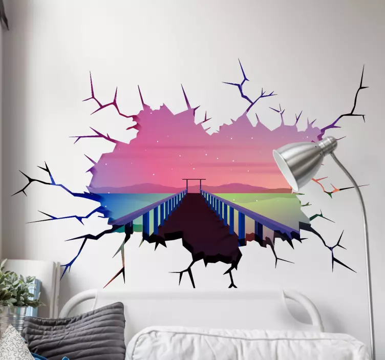 Adesivo murale illusione Ponte di stelle 3d - TenStickers