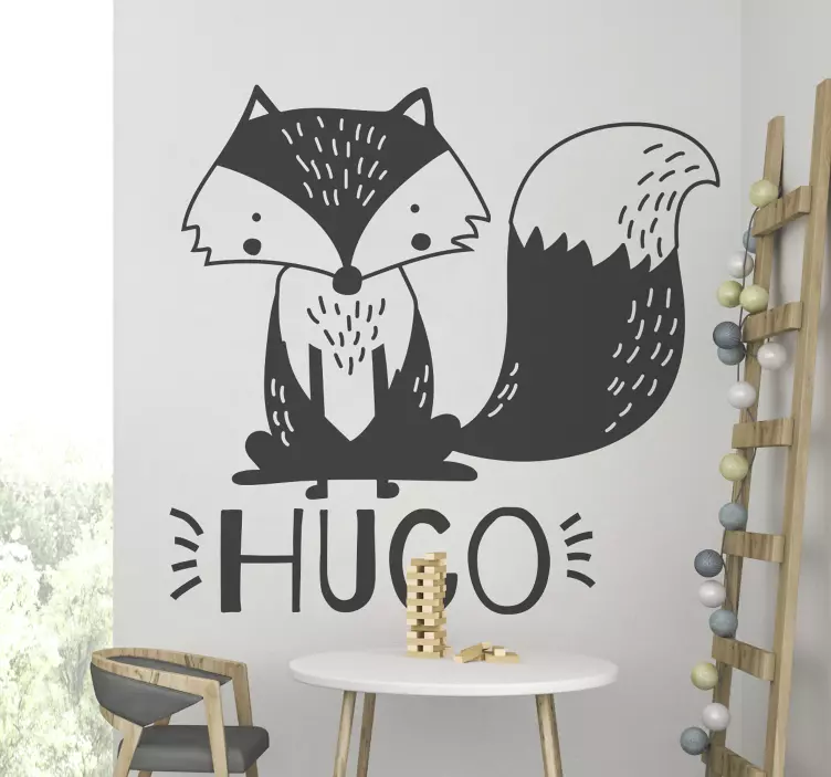 Adesivo murale infantile personalizzabile volpe - TenStickers