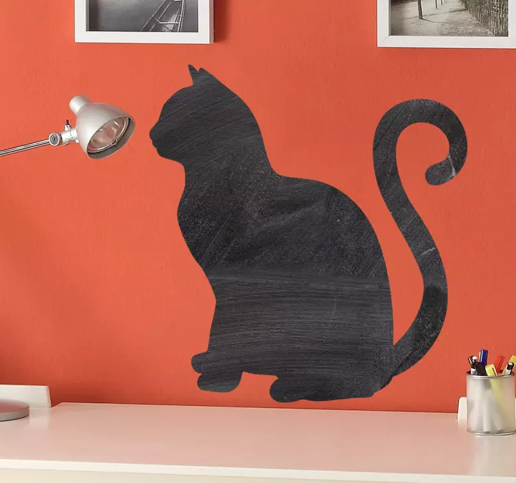 Adesivo murale lavagna silhouette gatto - TenStickers