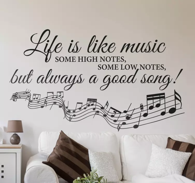 Adesivo murale note musicali Life is like Music - TenStickers