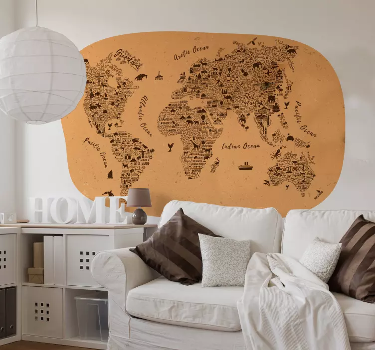 Adesivo località illustrazione della mappa del mondo - TenStickers
