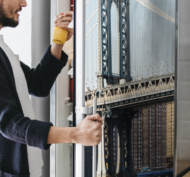 Adesivo per frigo vista del ponte di manhattan - TenStickers