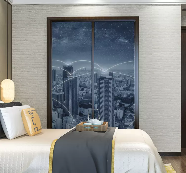 Adesivo località vista notturna del paesaggio urbano - TenStickers