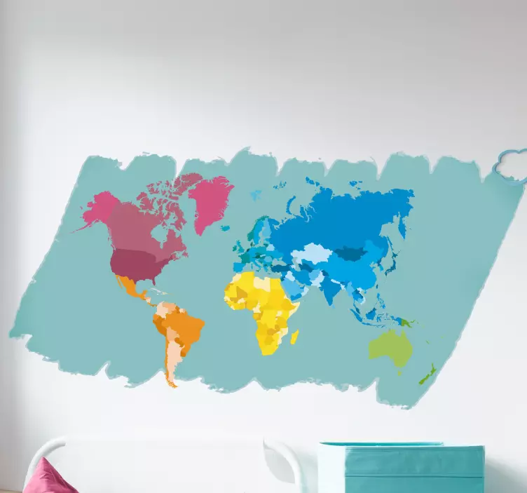 Adesivo murale mappamondo watercolor - TenStickers