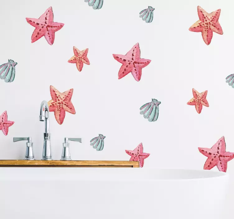 Adesivo murale mare stelle marine e conchiglie - TenStickers
