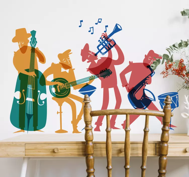 Adesivo murale con musicisti jazz - TenStickers