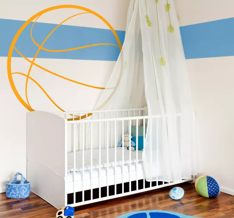 Adesivo murale pallone basket contorno - TenStickers