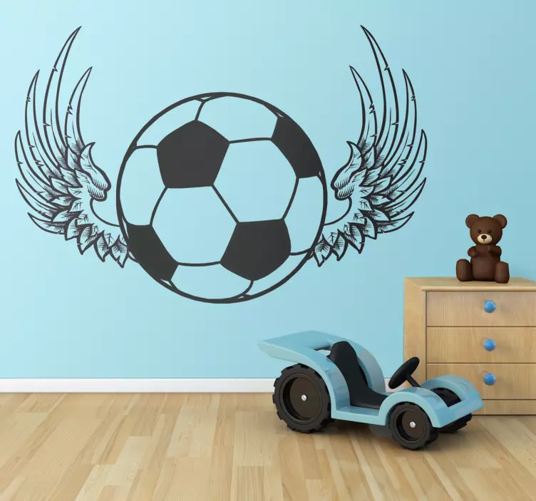 Adesivo murale pallone calcio alato - TenStickers
