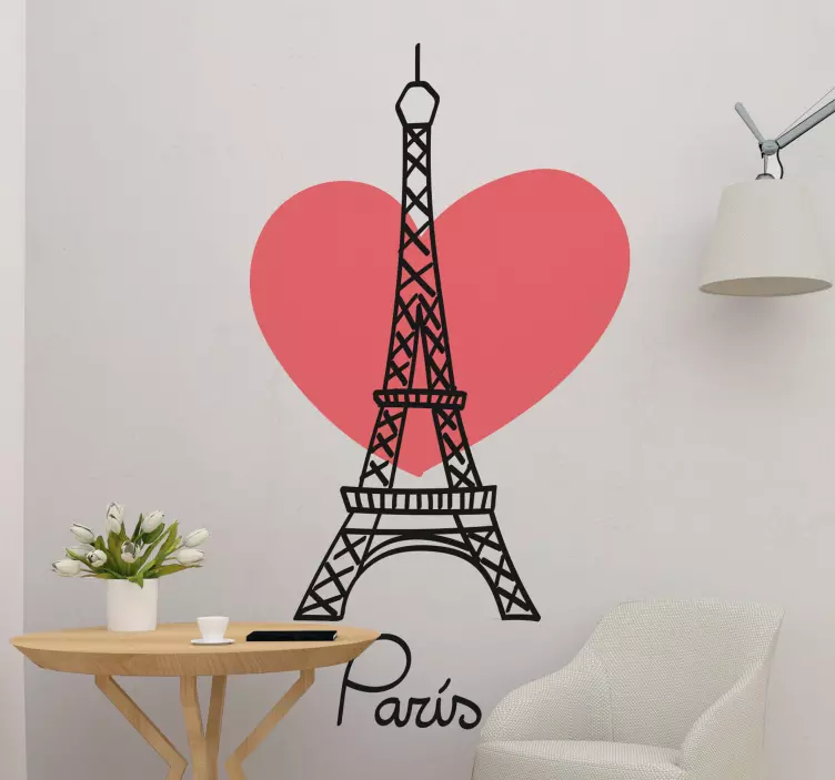 Adesivo Parigi Torre eiffel con cuoricino - TenStickers