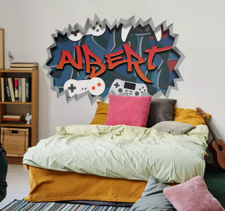 Adesivo murale ragazzi nome graffiti giocatore - TenStickers