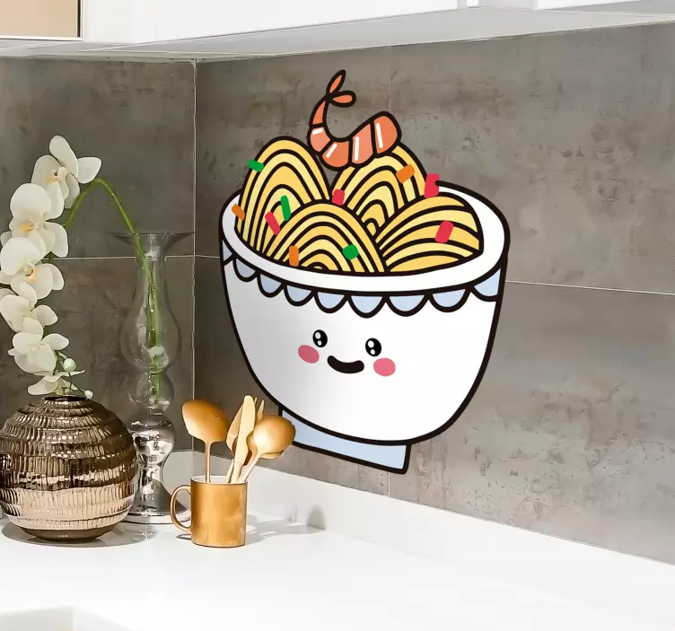 Adesivo murale ramen sorridente - TenStickers
